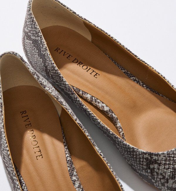  「【エッジの効いた足元に】パイソン柄フラットパンプス」|パンプス|