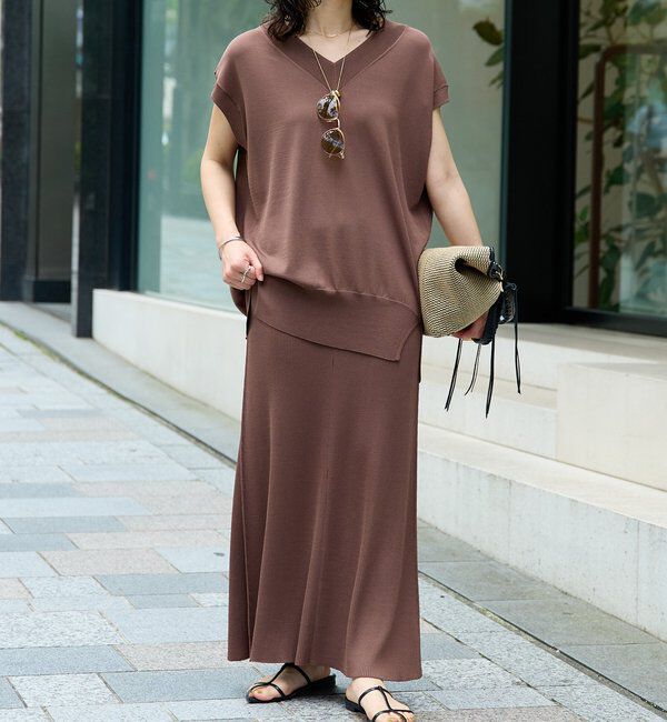  「【ひんやりタッチ/セットアップ対応可】レーヨン混ナローフレアスカート」|スカート|