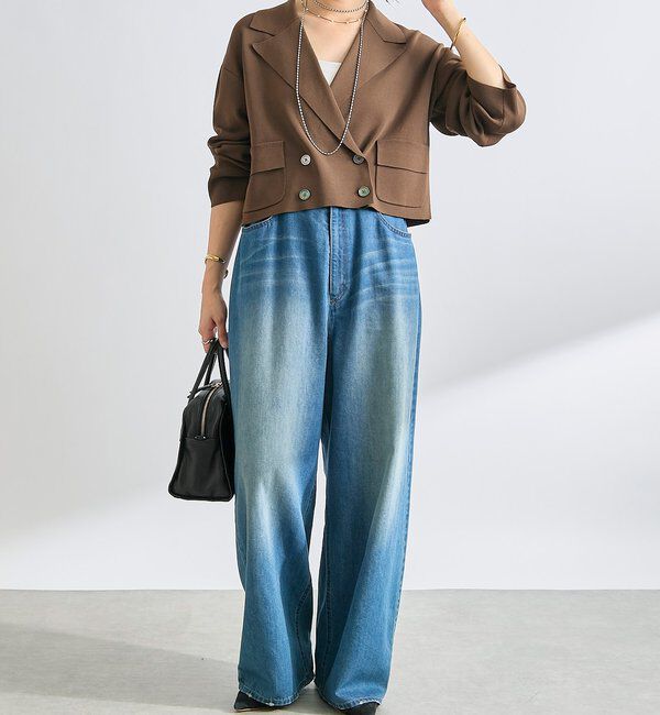  「【季節の変わり目に/接触冷感】ショートニットジャケット」|テーラードジャケット|