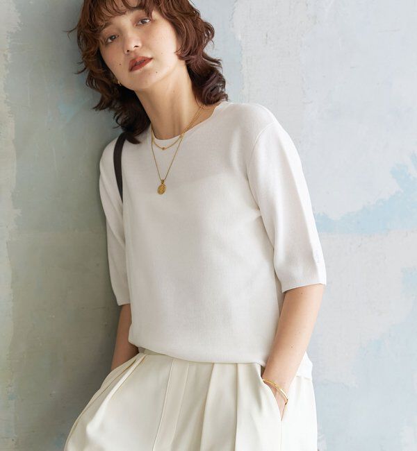  「【接触冷感】ゴブソデニットTee」|ニット・セーター|オフホワイト