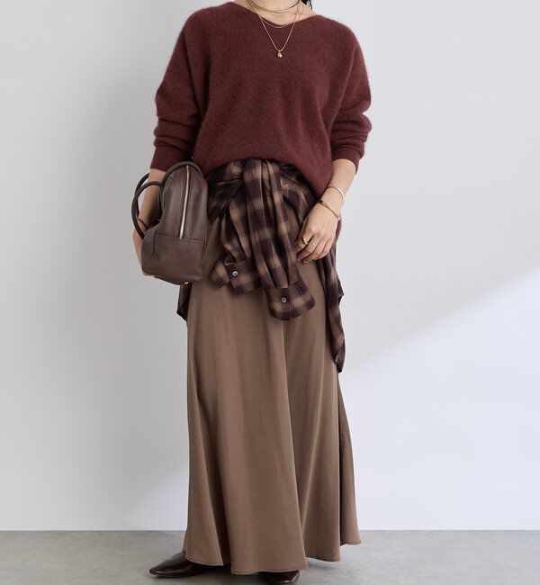  「【抜け感シルエット】ヘアリーウール片畦Vネックニット」|ニット・セーター|