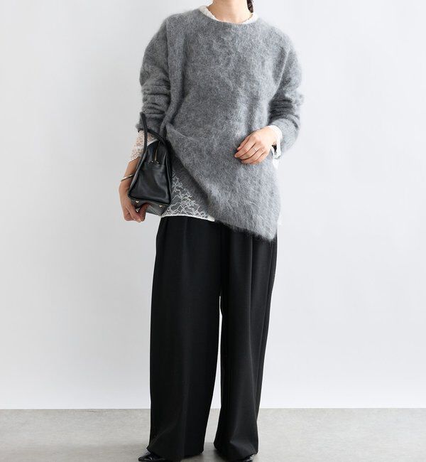  「【ヘアリーな質感】起毛ウールサイドスリットニット」|ニット・セーター|