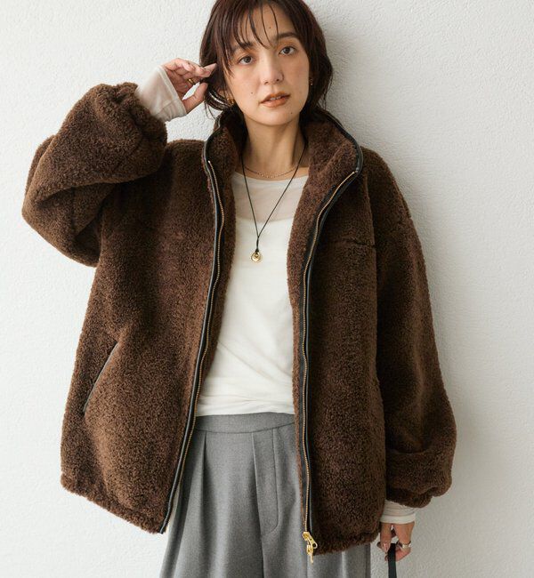  「【リバイバル/暖かみのある素材感】テディボアZIPコート」|その他|