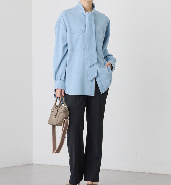  「【新色追加/抜け感】デニムボウタイシャツ」|シャツ・ブラウス|