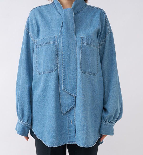  「【新色追加/抜け感】デニムボウタイシャツ」|シャツ・ブラウス|