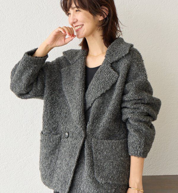  「【インフルエンサーYossshiiii企画】ボアライクコーディガン」|カーディガン|チャコールグレー