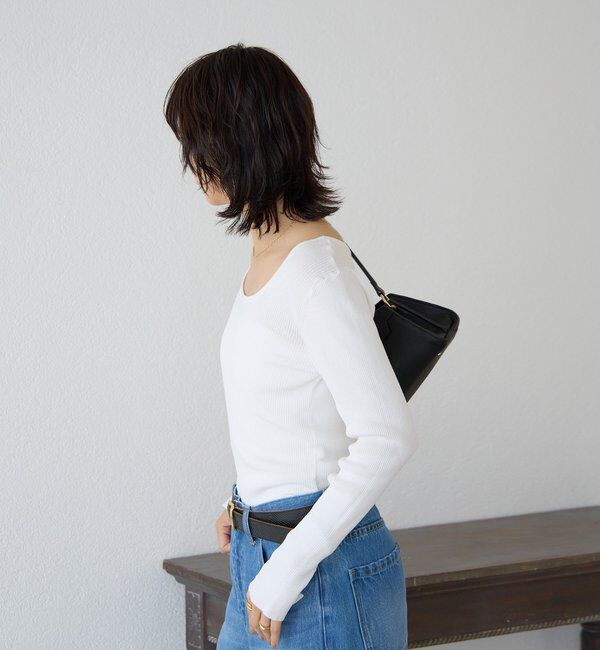  「【女性らしい抜け感】スクエア2WAYリブニット」|ニット・セーター|