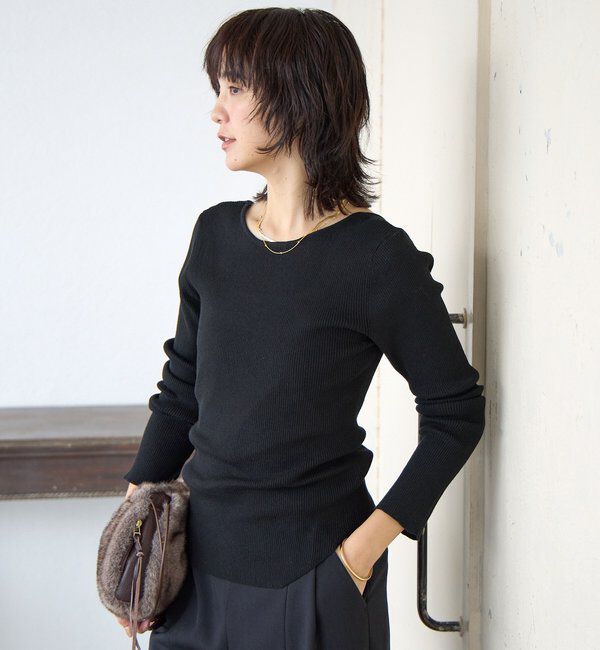  「【女性らしい抜け感】スクエア2WAYリブニット」|ニット・セーター|