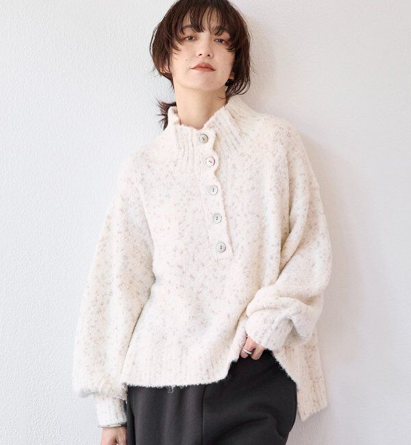  「【キャッチーな編地】ラメノット2wayタートル」|ニット・セーター|