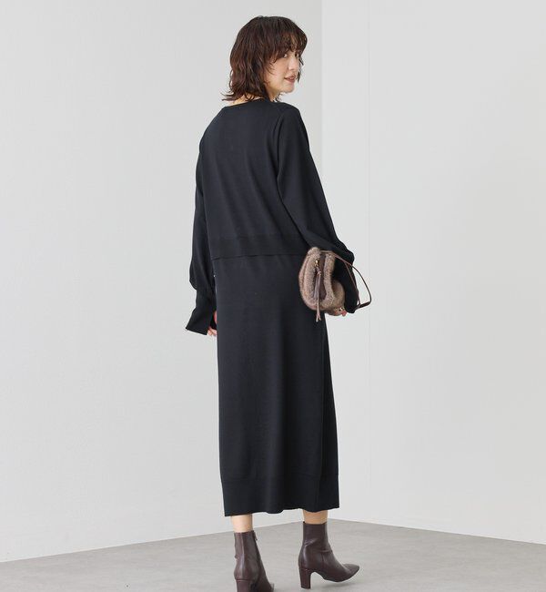  「【羽織としても使える】レイヤードニットワンピース」|ワンピース|