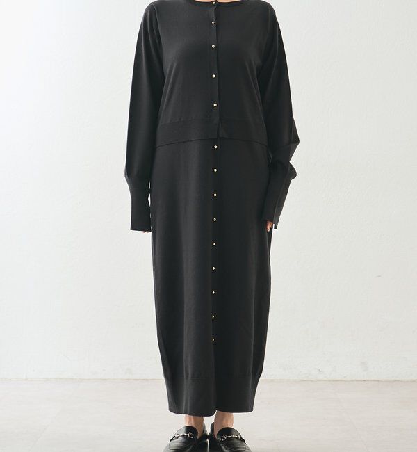  「【羽織としても使える】レイヤードニットワンピース」|ワンピース|