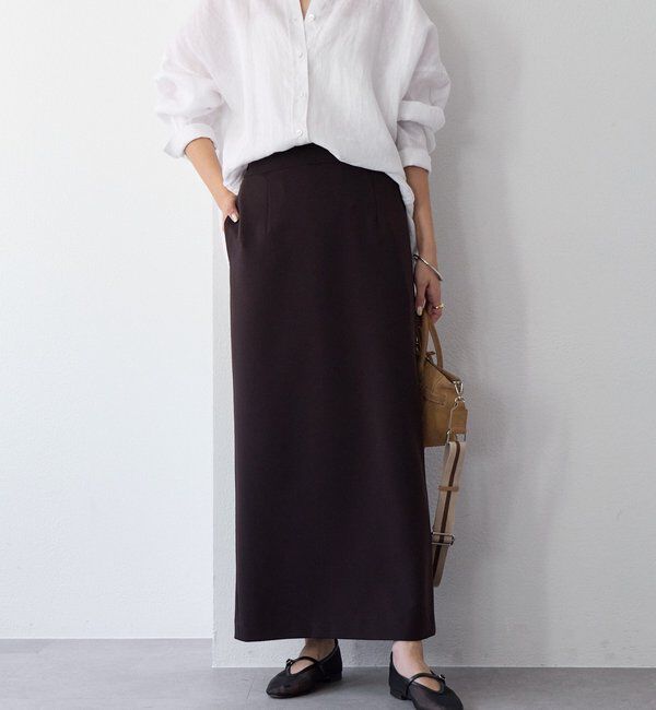  「【ストレスフリー/シーズンレス】ストレッチダンボールIラインスカート」|スカート|