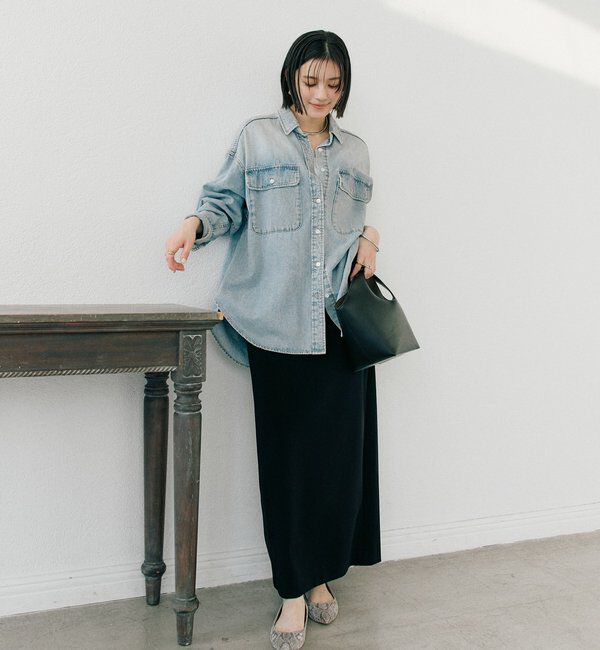  「【ストレスフリー/シーズンレス】ストレッチダンボールIラインスカート」|スカート|