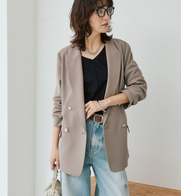  「【オンオフ使える】ドライギャバピークドラペルジャケット」|テーラードジャケット|