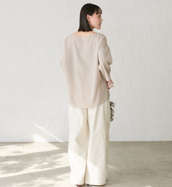  「【セットアップ対応可】ダブルサテンハーフスリーブブラウス」|シャツ・ブラウス|