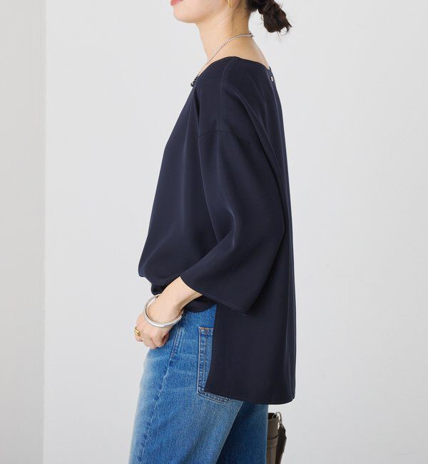  「【セットアップ対応可】ダブルサテンハーフスリーブブラウス」|シャツ・ブラウス|