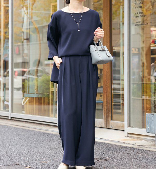  「【セットアップ対応可】ダブルサテンハーフスリーブブラウス」|シャツ・ブラウス|