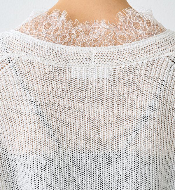  「【トレンド感抜群】ペーパーヤーンレース衿ニット」|ニット・セーター|