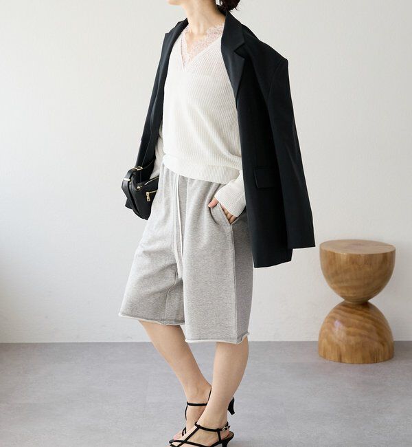  「【トレンド感抜群】ペーパーヤーンレース衿ニット」|ニット・セーター|