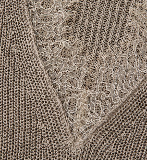  「【トレンド感抜群】ペーパーヤーンレース衿ニット」|ニット・セーター|