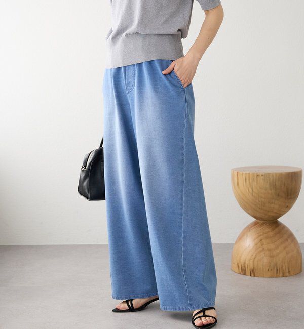  「予約【A・MONN(アモン)】フェイクデニムイージーパンツ」|デニム|