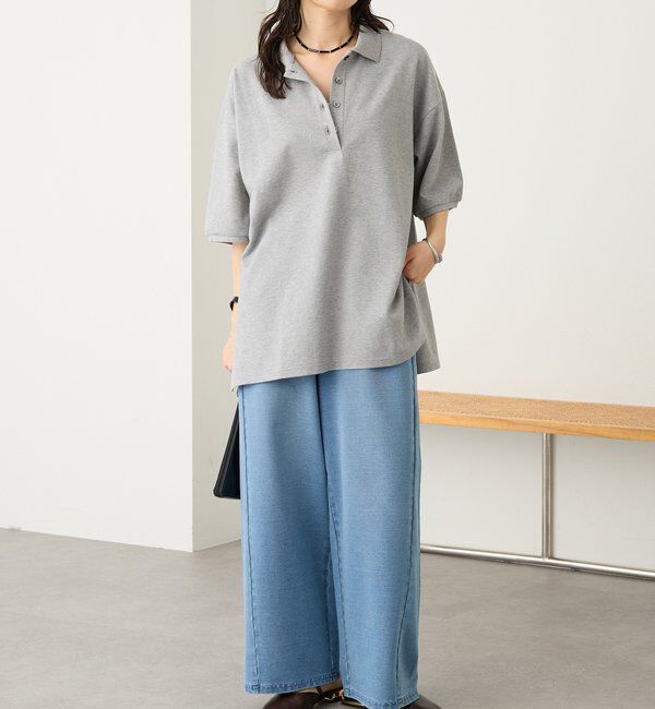  「予約【A・MONN(アモン)】フェイクデニムイージーパンツ」|デニム|