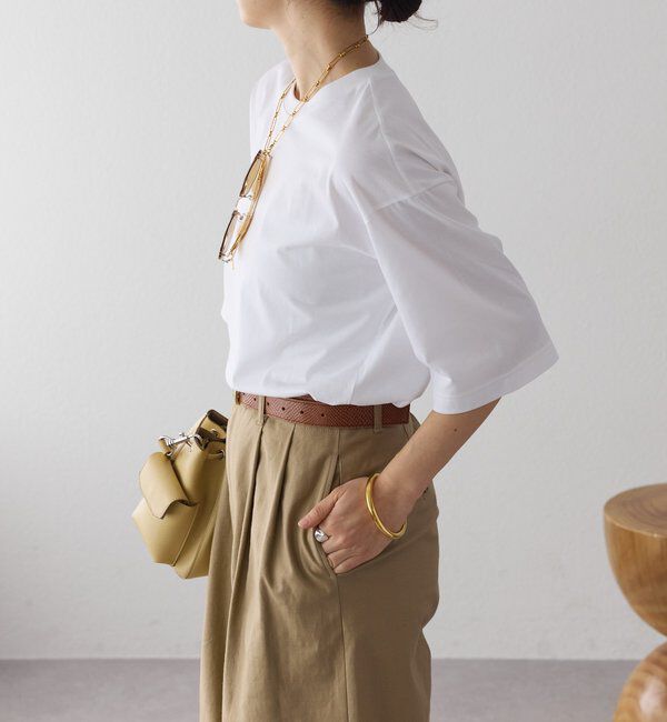  「【接触冷感/UVカット機能付き】ゴブソデクルーネックTee」|Tシャツ・カットソー|