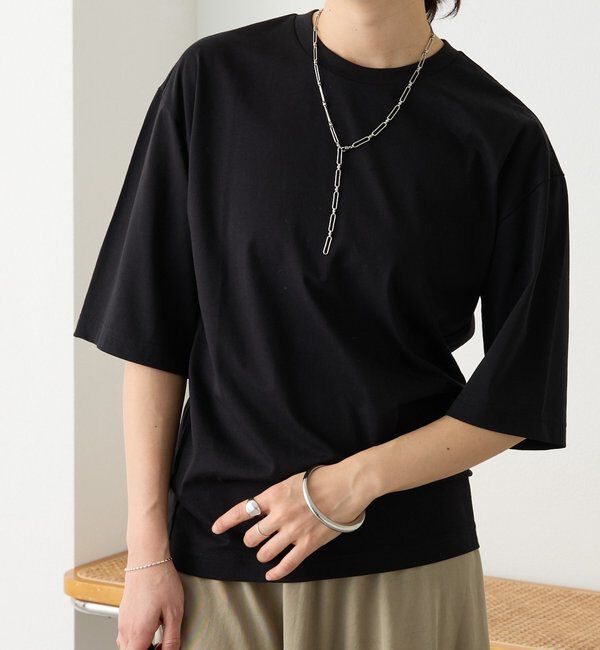  「【接触冷感/UVカット機能付き】ゴブソデクルーネックTee」|Tシャツ・カットソー|ブラック