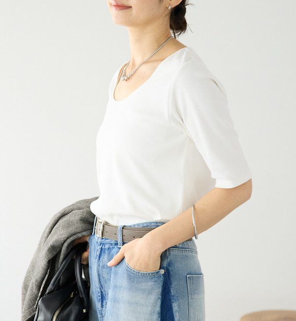  「【接触冷感/透湿/紫外線防止】5分袖フライスTee」|Tシャツ・カットソー|