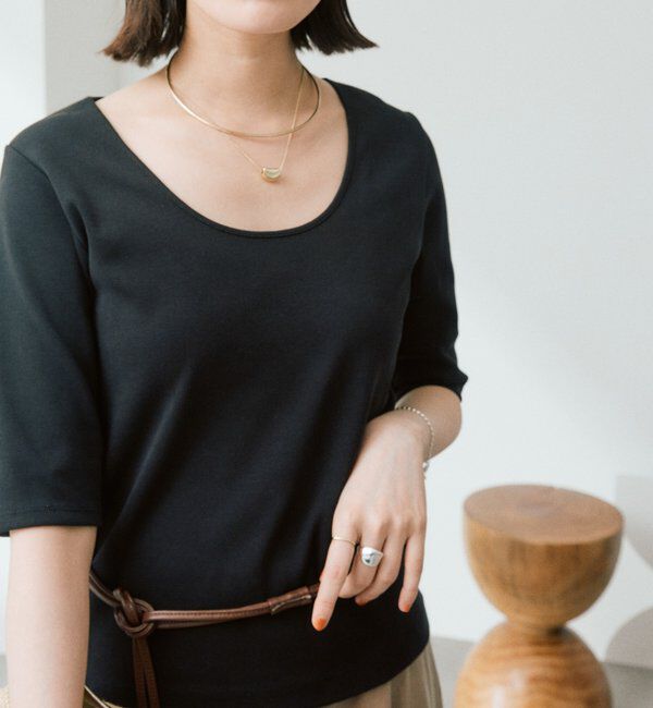  「【接触冷感/透湿/紫外線防止】5分袖フライスTee」|Tシャツ・カットソー|