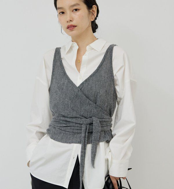  「【アンサンブル対応】カシュクールニット」|ニット・セーター|チャコールグレー