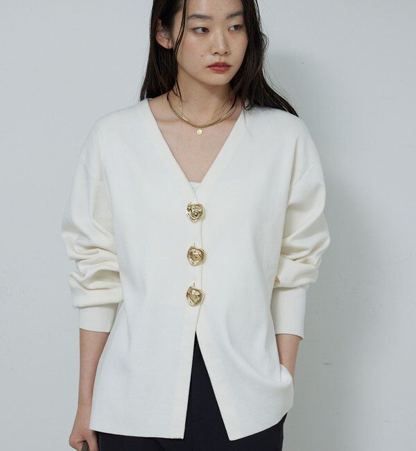  「ビジューVネックカーディガン」|ニット・セーター|