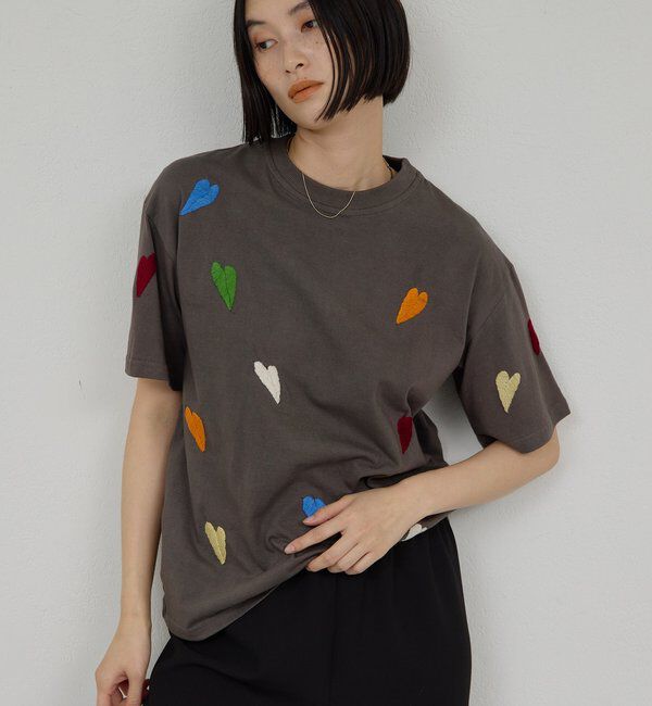  「【Dhritie】リーフ刺繍Tee」|Tシャツ・カットソー|グレーその他2