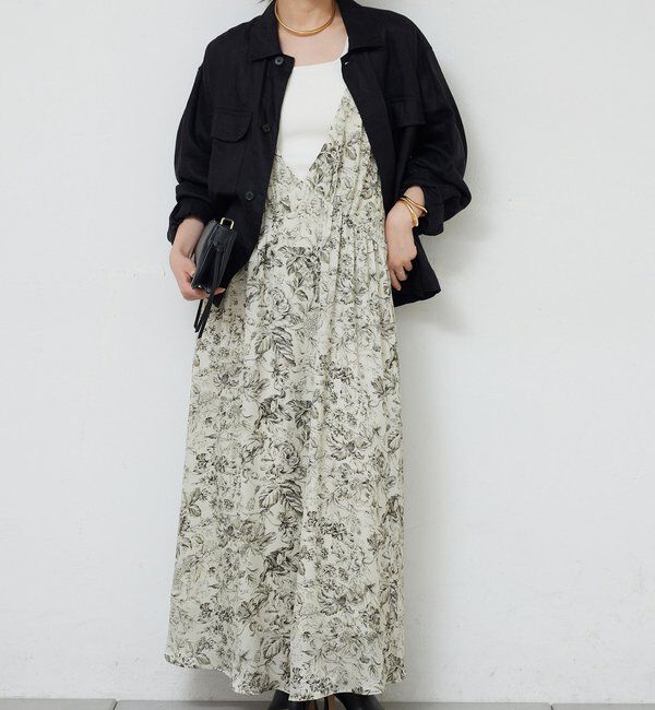  「ボタニカルサテンディープVキャミワンピース」|ワンピース|