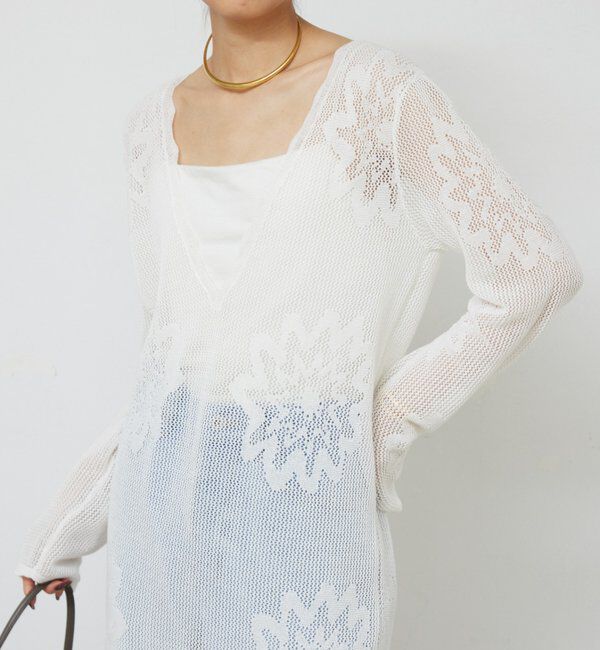  「【手洗い可】メッシュニットドレス」|ワンピース|