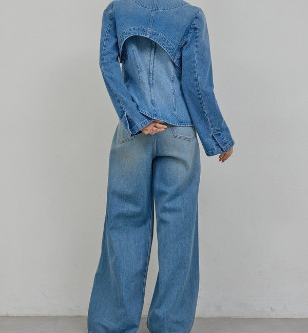  「【PEAS】デニムジャケットボレロ」|デニムジャケット|