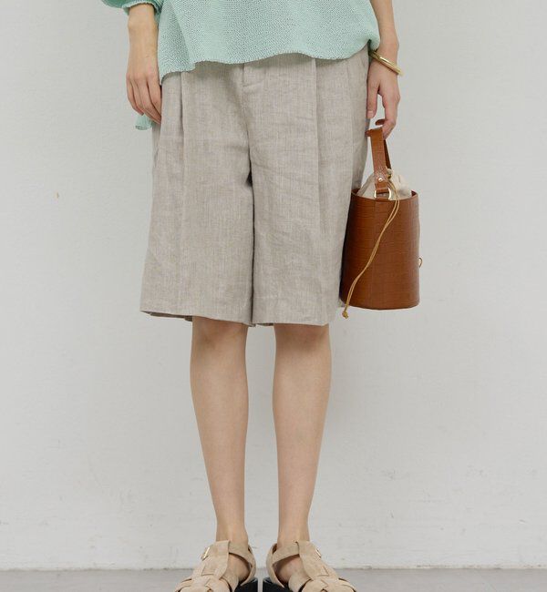  「【セットアップ対応】リネンハーフパンツ」|チノ|