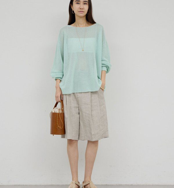  「【セットアップ対応】リネンハーフパンツ」|チノ|