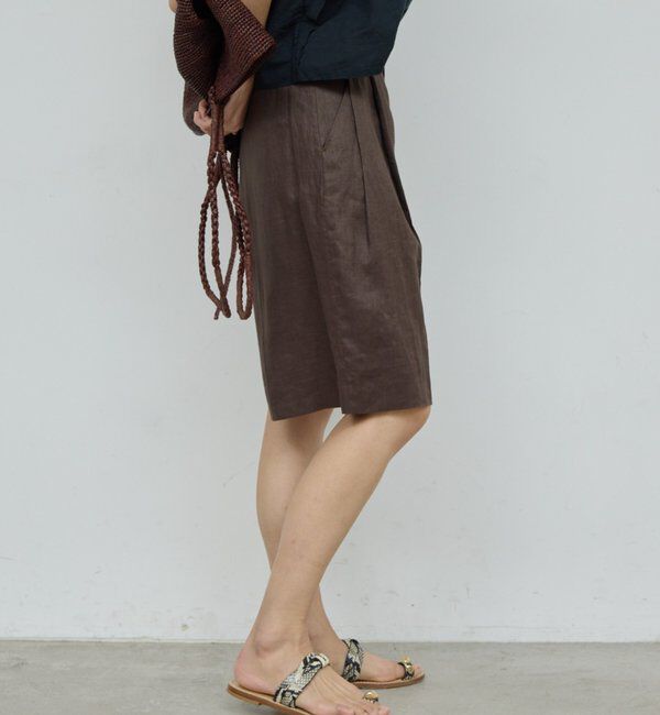  「【セットアップ対応】リネンハーフパンツ」|チノ|
