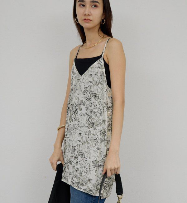  「【セットアップ対応】ボタニカルサテンキャミ」|シャツ・ブラウス|