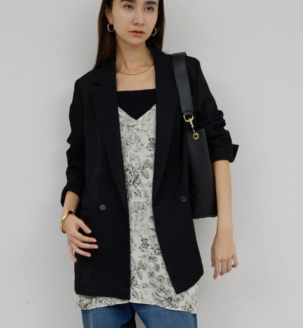  「【セットアップ対応】ボタニカルサテンキャミ」|シャツ・ブラウス|