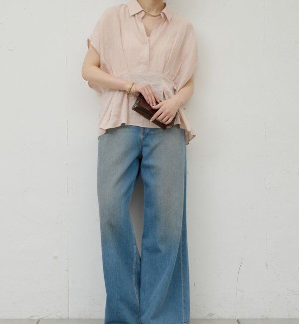  「【WEB限定】ハーフスリーブウエストシェイプシャツ」|シャツ・ブラウス|