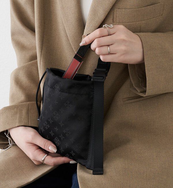  「ナイロンジャガード巾着ポーチ S」|その他|ブラック