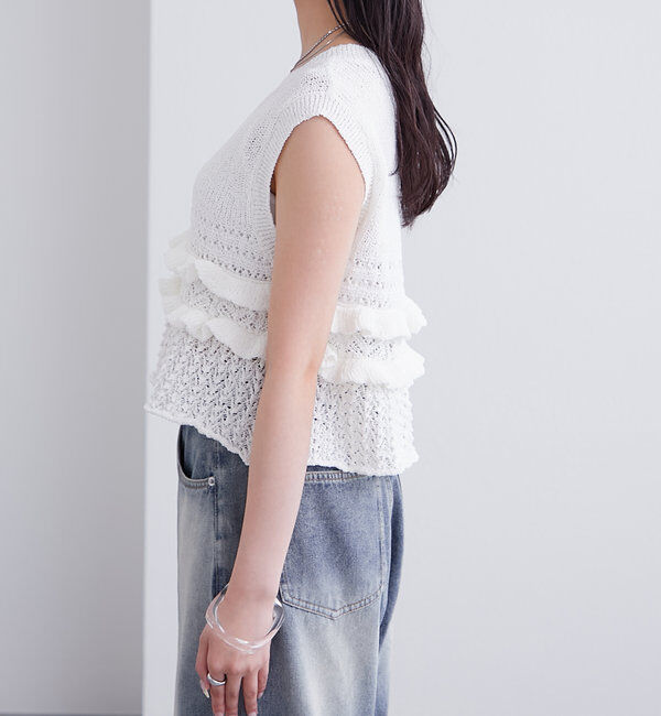 「フリルニットベスト」|ニット・セーター|