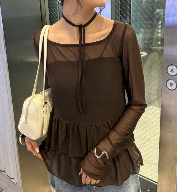  「ドットティアードプルオーバー」|Tシャツ・カットソー|ブラウン