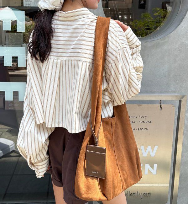  「loti ポーチ付きスウェードトート」|トートバッグ|キャメル