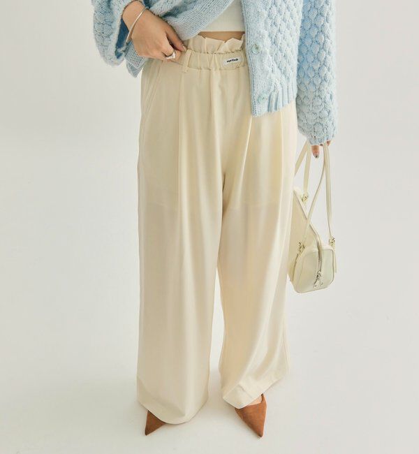  「【オールシーズン対応/WEB限定アイボリー】フリルイージーパンツ」|チノ|
