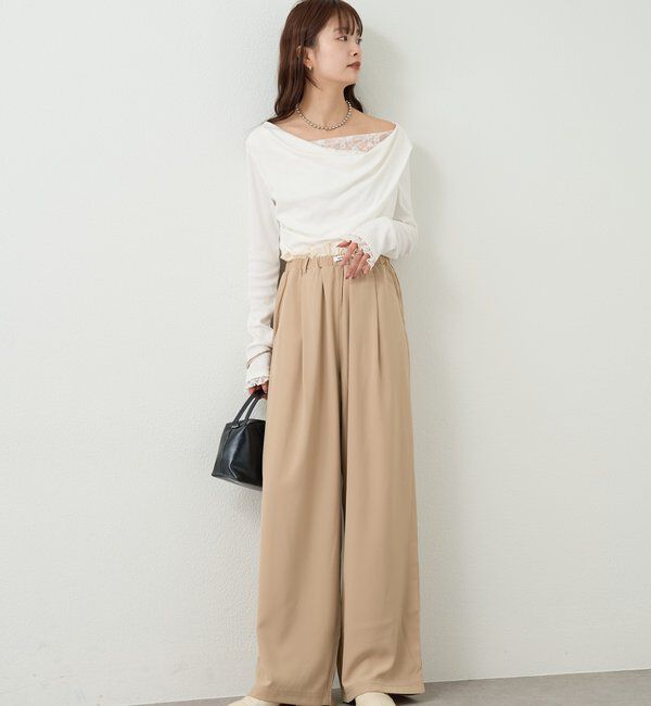  「【オールシーズン対応/WEB限定アイボリー】フリルイージーパンツ」|チノ|