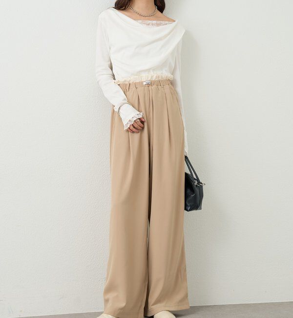  「【オールシーズン対応/WEB限定アイボリー】フリルイージーパンツ」|チノ|