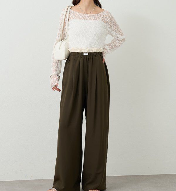  「【オールシーズン対応/WEB限定アイボリー】フリルイージーパンツ」|チノ|